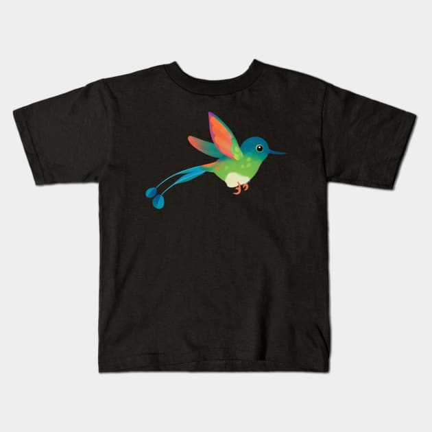 Booted racket-tail hummingbird Kids T-Shirt by pikaole